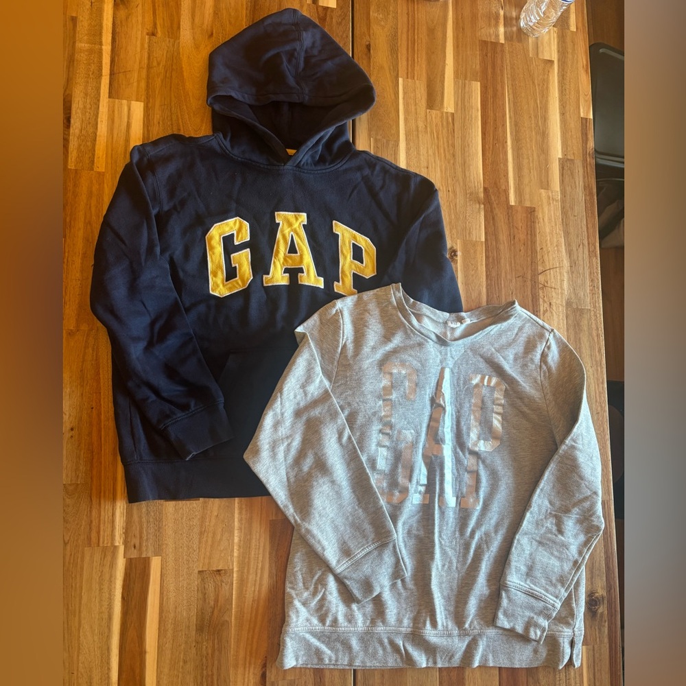 GAP Logo Sweatshirts Bundle Adult L + Kids XXL Hoodie